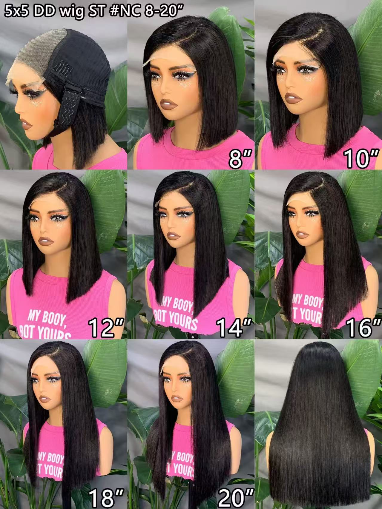 Double Drawn Vietnamese Human Hair Wigs 200% Density 5x5 Hd Lace Frontal Human Wig SDD Bone Straight Short Bob Wigs for Black Women