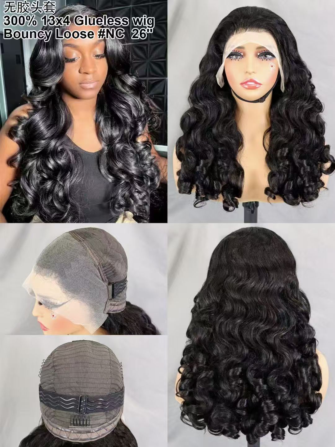 Bouncy Loose Curly Hair 13x4 full Lace Front Wig Human Hair Wavy Bouncy Egg Curl 300 Density Full Lace Frontal Wig Human Hair Wig Glueless