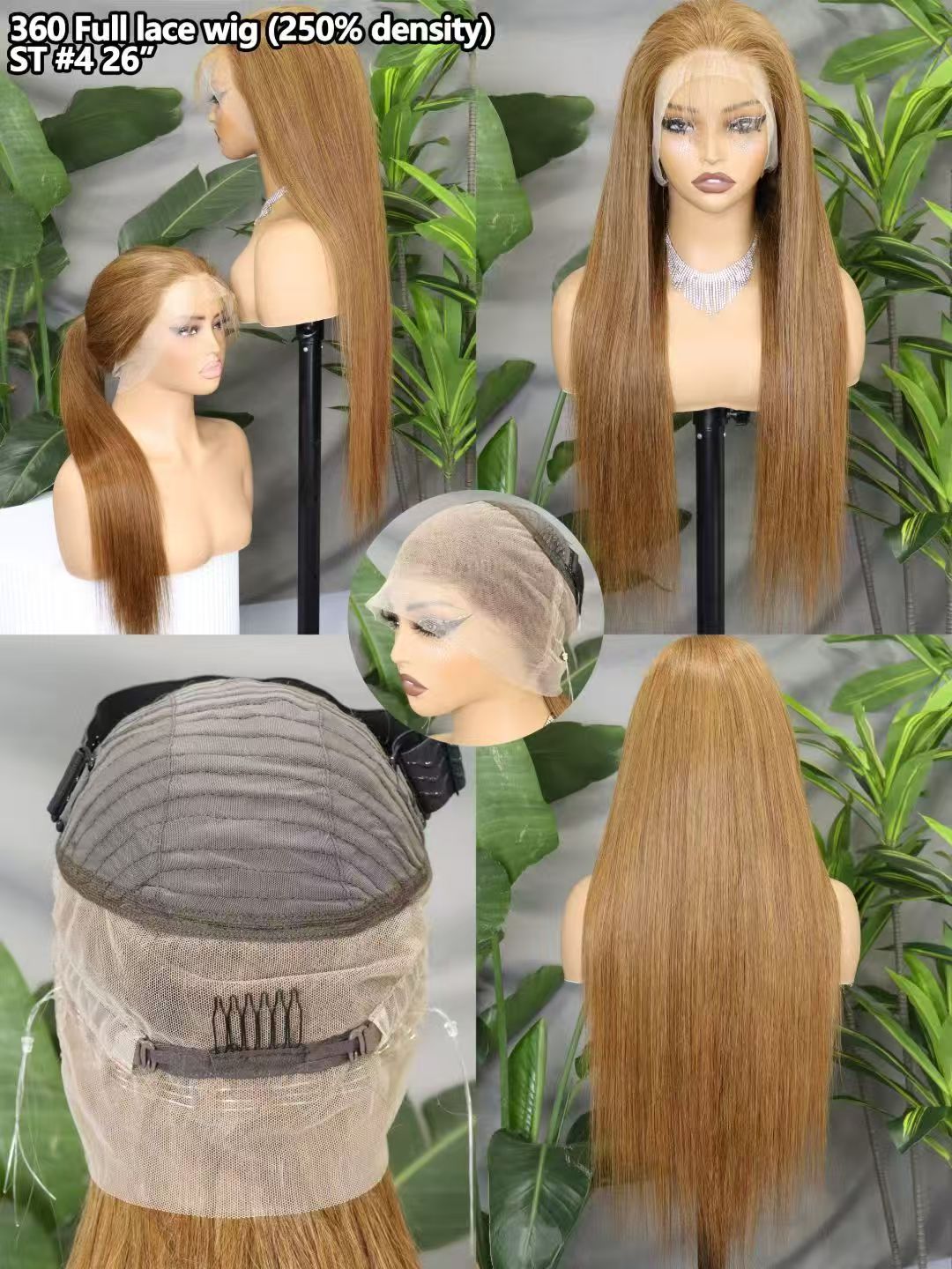 HD 360 Full Lace Wig for Women 26inch many colors Straight wear&go wig  Pre-Plucked Human Hair Gluless with invisible strip and adjustable band