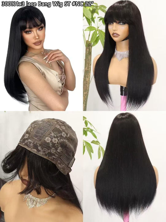 300% 1*3 Bang staight wig 22inch 28inch