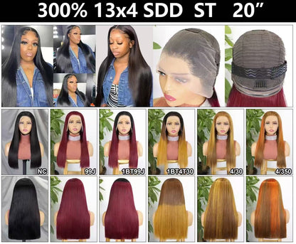 High Quality 20-Inch Bone Straight Wig 100% Virgin Human Hair with 13x4 Full Frontal Lace for Quality Hair Enhancement