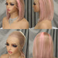 straight Short Bob Wigs Human Hair Lace Front  Wigs for Black Women Raw Brazilian pink gray green