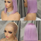 straight Short Bob Wigs Human Hair Lace Front  Wigs for Black Women Raw Brazilian pink gray green