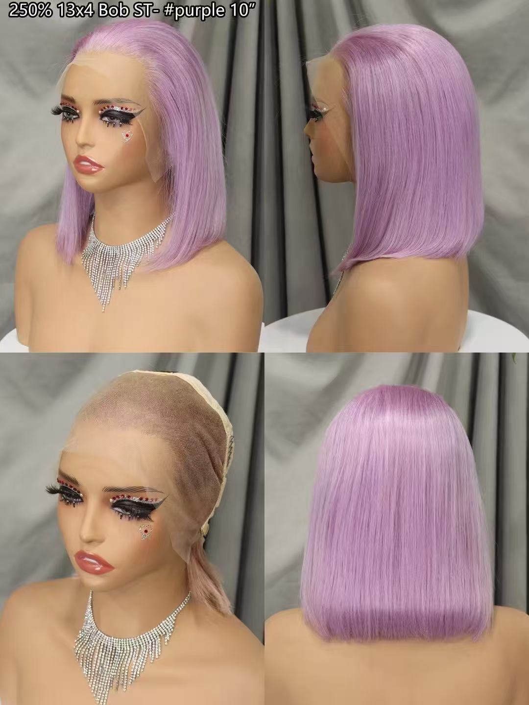 straight Short Bob Wigs Human Hair Lace Front  Wigs for Black Women Raw Brazilian pink gray green