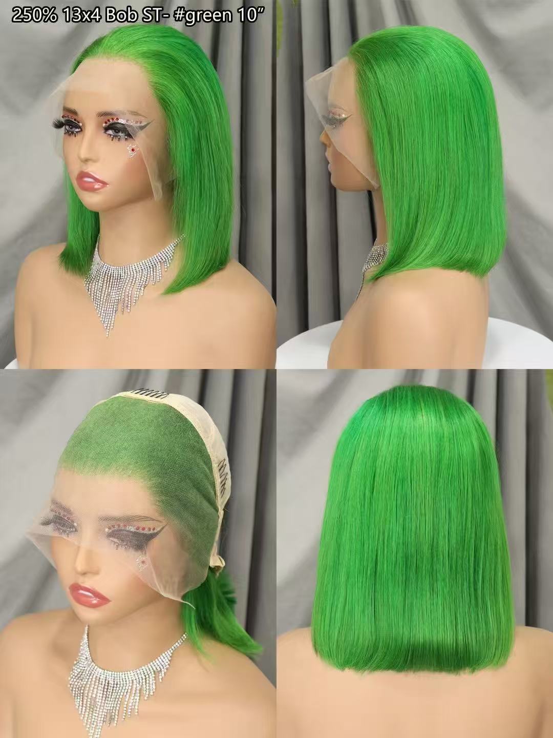 straight Short Bob Wigs Human Hair Lace Front  Wigs for Black Women Raw Brazilian pink gray green
