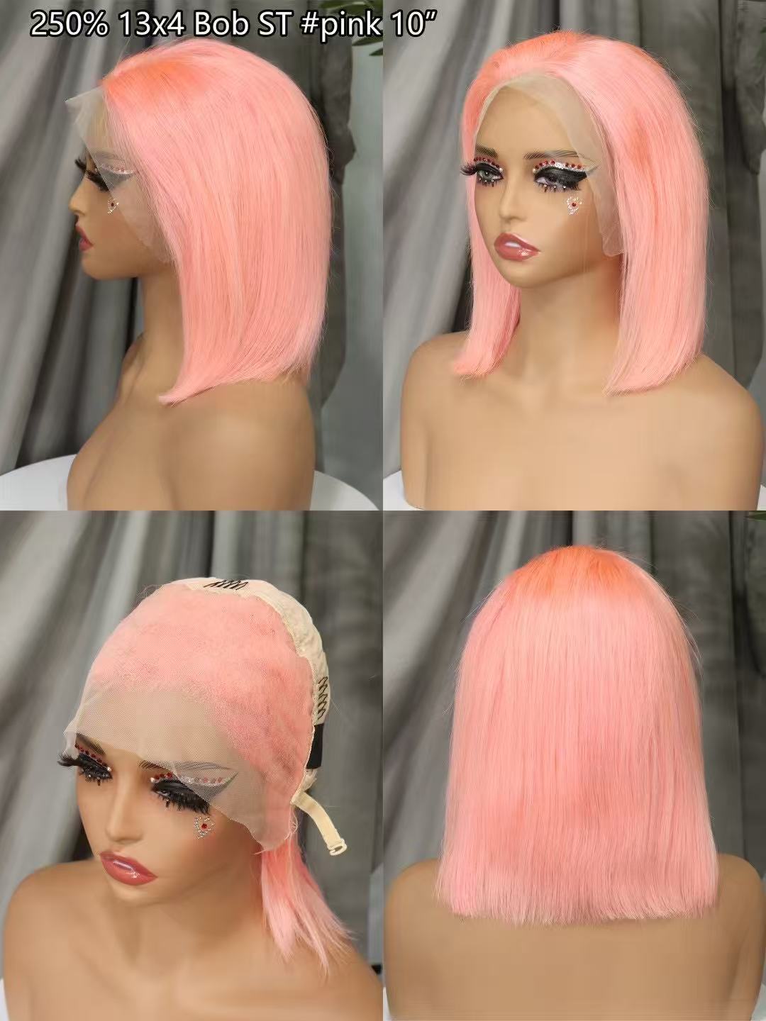 straight Short Bob Wigs Human Hair Lace Front  Wigs for Black Women Raw Brazilian pink gray green
