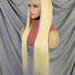 12A High Quality  Brazilian Raw Straight Hair 200% long hair 13x4 Transparent Lace Frontal Wig 100% Virgin Human Hair Wigs 613# blond hair