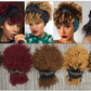 Headband Wigs with Bangs AFRO CURLY Natural Hair for Black Women Ombre Brown 100% human hair Wig