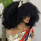 Pre-Plucked Afro Kinky Curly Lace machine made Front 300% Density Brazilian Human Hair Wigs for Black Women