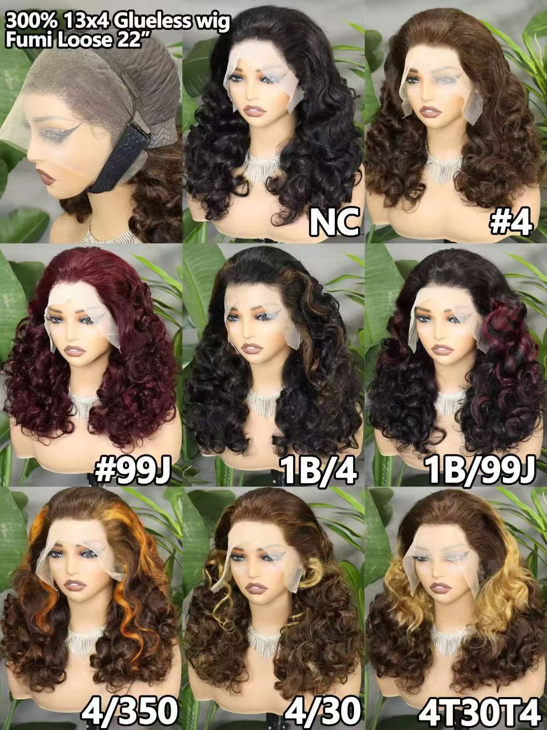 22inch Glueless Fumi Loose 13x4 Lace Frontal Wigs 300% Full Human Hair Wigs Wholesales  many colors Factory Sales