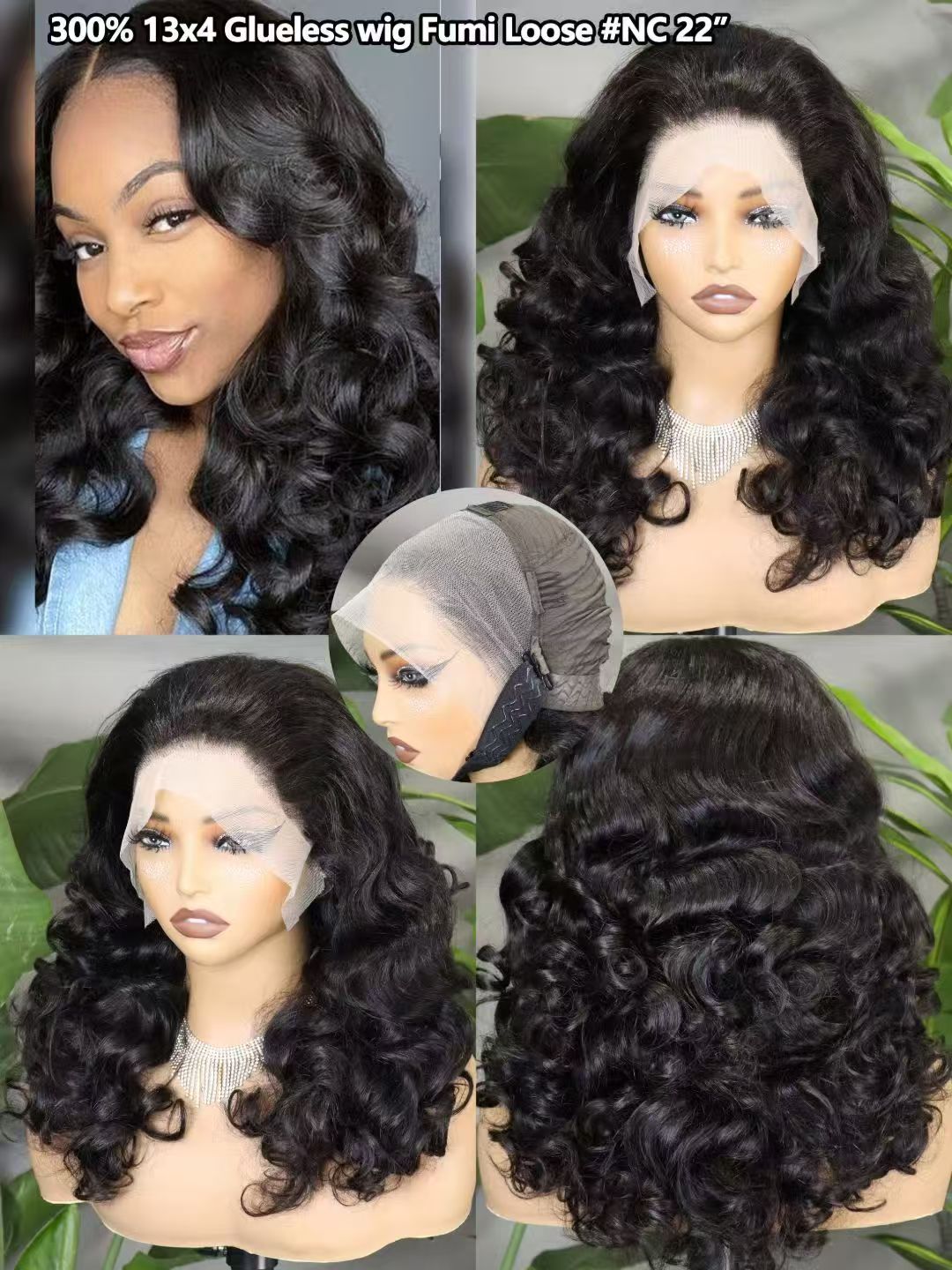 22inch Glueless Fumi Loose 13x4 Lace Frontal Wigs 300% Full Human Hair Wigs Wholesales  many colors Factory Sales