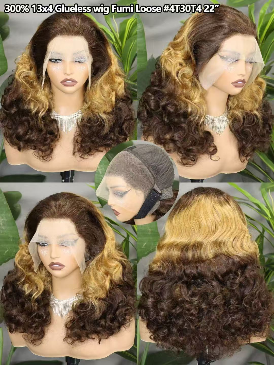 22inch Glueless Fumi Loose 13x4 Lace Frontal Wigs 300% Full Human Hair Wigs Wholesales  many colors Factory Sales