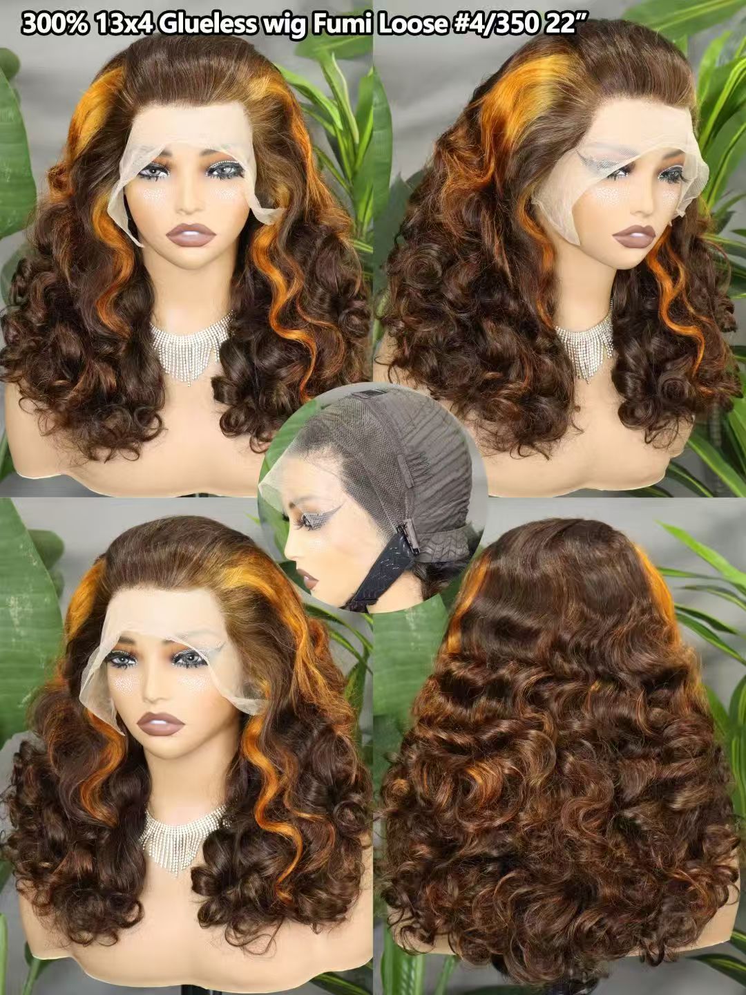 22inch Glueless Fumi Loose 13x4 Lace Frontal Wigs 300% Full Human Hair Wigs Wholesales  many colors Factory Sales