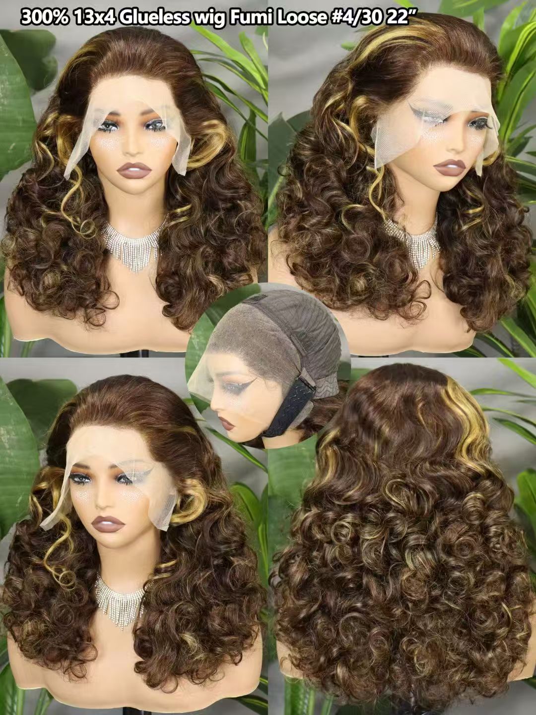 22inch Glueless Fumi Loose 13x4 Lace Frontal Wigs 300% Full Human Hair Wigs Wholesales  many colors Factory Sales