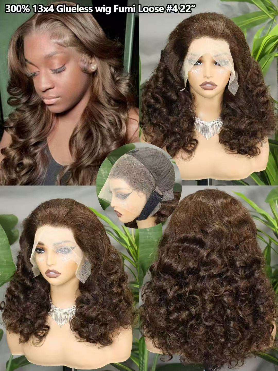 22inch Glueless Fumi Loose 13x4 Lace Frontal Wigs 300% Full Human Hair Wigs Wholesales  many colors Factory Sales