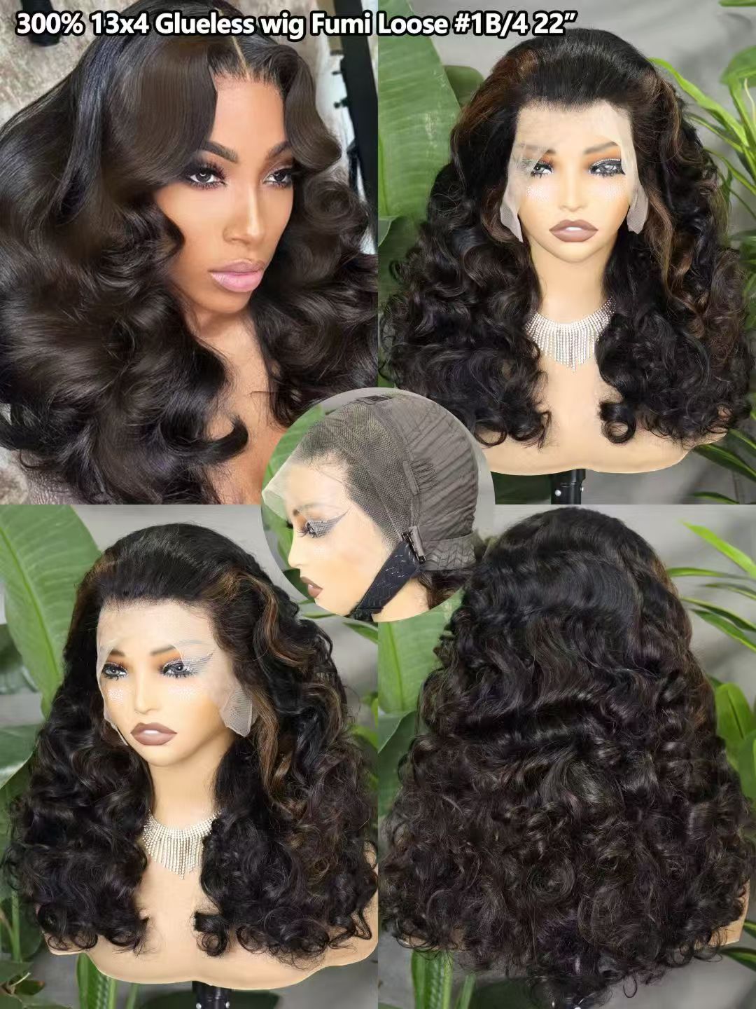 22inch Glueless Fumi Loose 13x4 Lace Frontal Wigs 300% Full Human Hair Wigs Wholesales  many colors Factory Sales