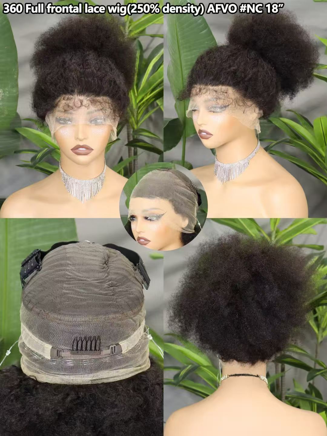 360 Ball Head Round Bun Full Lace Wig afro curly Vietnamese hair Fully Handwoven 14 16 18inch with hidden strap and Gluless wig wear&go wig