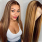 Ombre 4/27 Highlight 220% Frontal Wig Brazilian Hair 13x4 Frontal Glueless Wigs straight silky Human Hair Lace Front Lace Frontal Wigs
