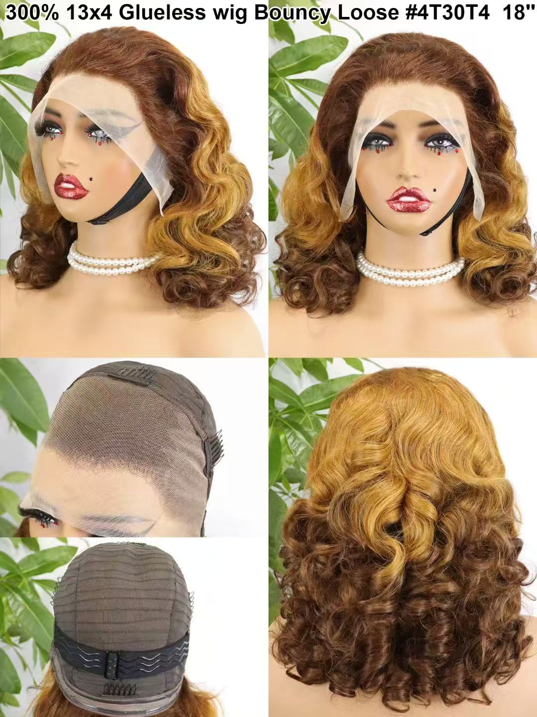 18inch Bouncy loose Wavy many colors 100% Human Hair Wigs Glueless for Black Women Vietnamese Raw Loose Wave 13*4 Full Lace Front Wig Bouncy Spring Curly