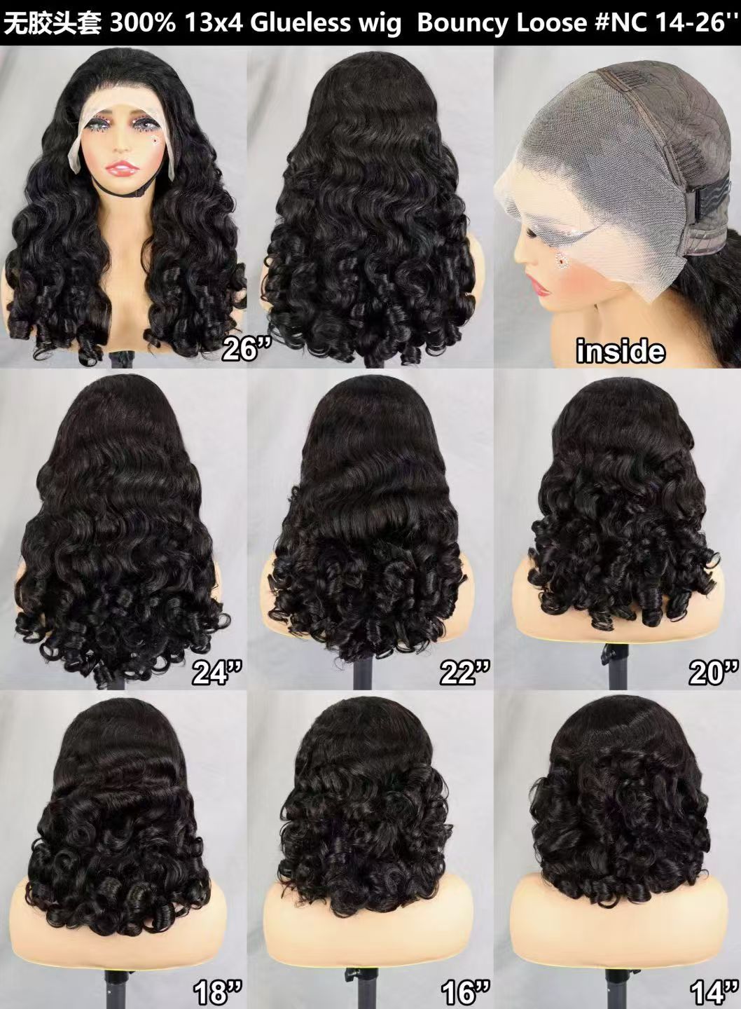 Bouncy Loose Curly Hair 13x4 full Lace Front Wig Human Hair Wavy Bouncy Egg Curl 300 Density Full Lace Frontal Wig Human Hair Wig Glueless