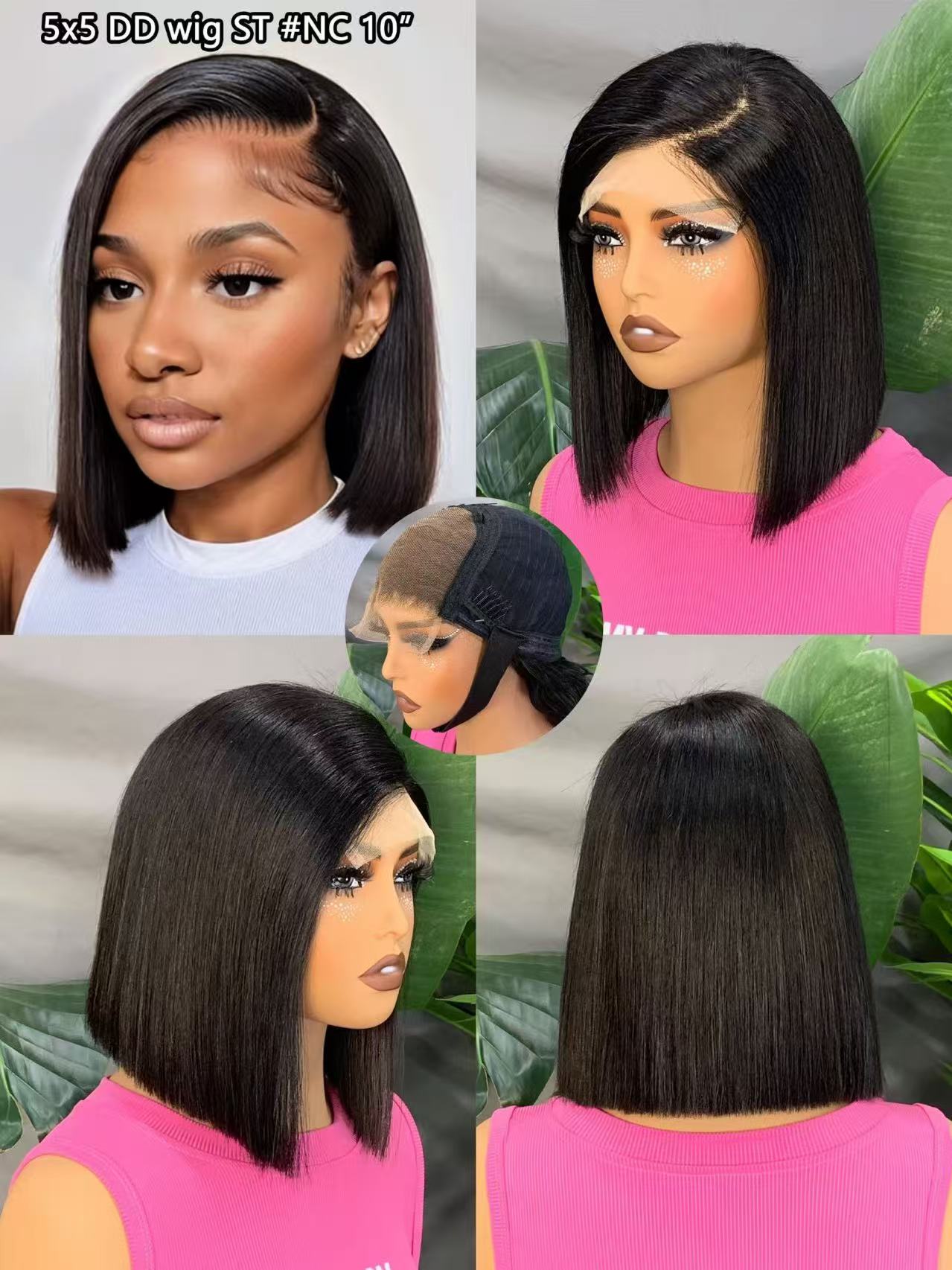 Glueless Wigs Human Hair Pre Plucked Pre Cut Wear and Go 5X5 HD Lace 99j Closure Bob Wig Straight Short Bob Wig Human Hair for Women