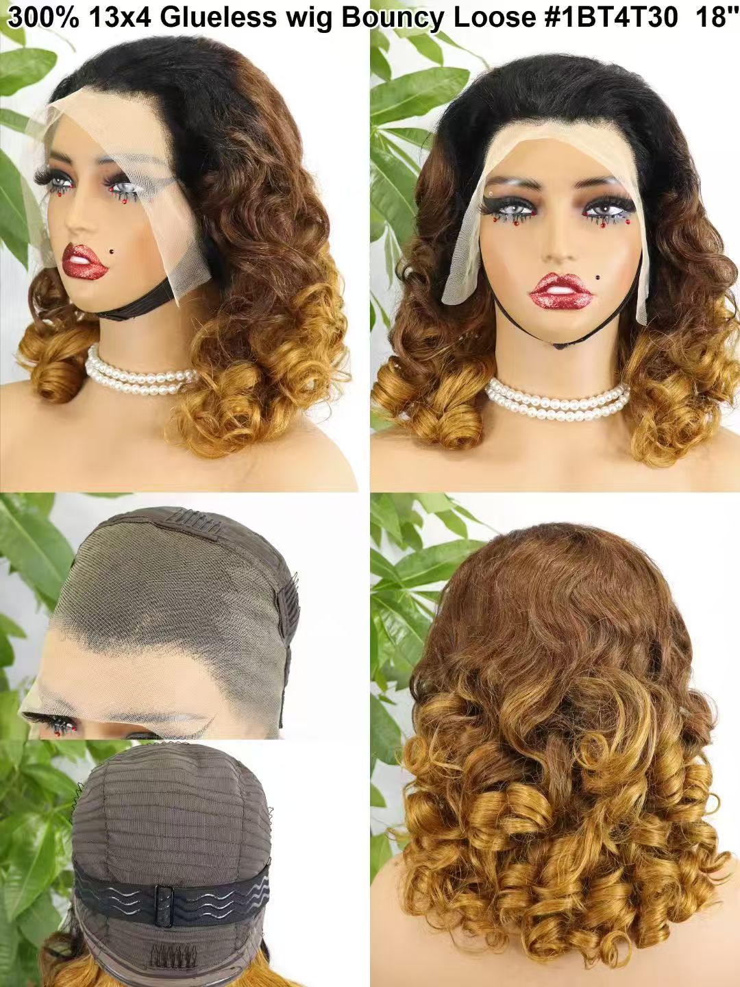 18inch Bouncy loose Wavy many colors 100% Human Hair Wigs Glueless for Black Women Vietnamese Raw Loose Wave 13*4 Full Lace Front Wig Bouncy Spring Curly