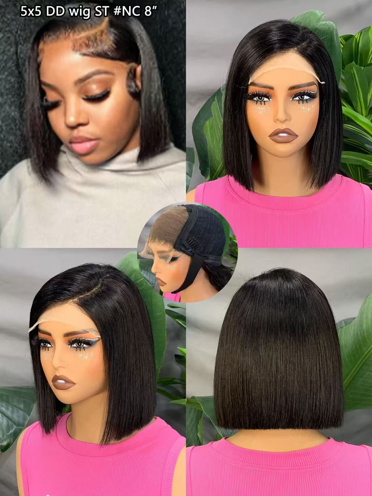 Glueless Wigs Human Hair Pre Plucked Pre Cut Wear and Go 5X5 HD Lace 99j Closure Bob Wig Straight Short Bob Wig Human Hair for Women