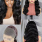 30Inch Raw Indian water body Deep Wave Wig Gluless 13*4 Full front Lace Human Hair Wig 220 Density Natural color