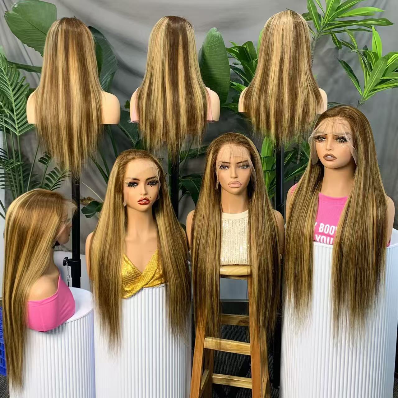 Ombre 4/27 Highlight 220% Frontal Wig Brazilian Hair 13x4 Frontal Glueless Wigs straight silky Human Hair Lace Front Lace Frontal Wigs