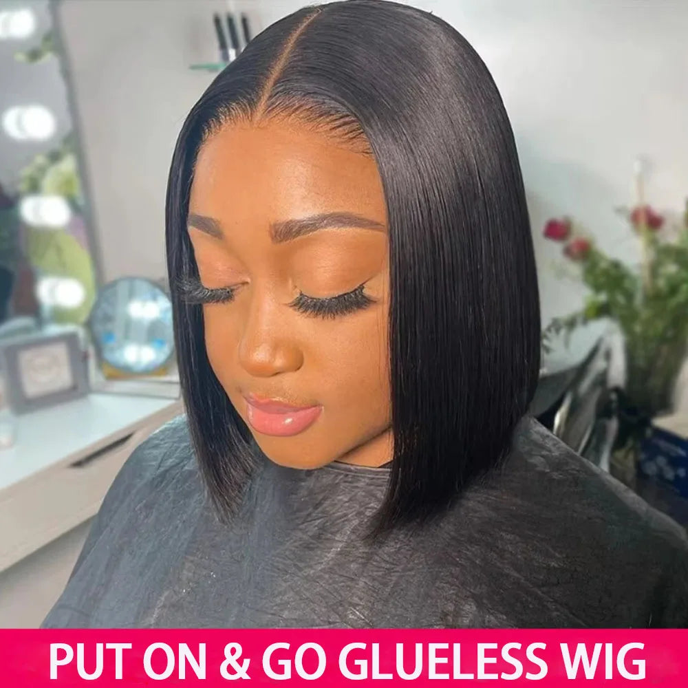 Glueless Human Hair Wigs Brazilian Straight Bob Wig 5x5 Pre Cut Lace Wigs For Women SDD Transparent Lace Front Human Hair Wigs