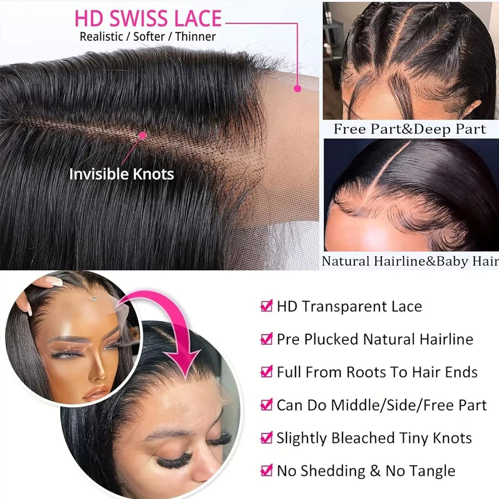 Glueless Human Hair Wigs Brazilian Straight Bob Wig 5x5 Pre Cut Lace Wigs For Women SDD Transparent Lace Front Human Hair Wigs