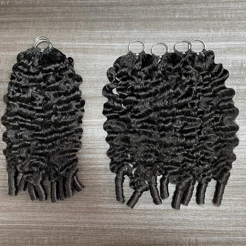 Wholesale 15A Grade 16-24 Inch Natural Color Feather Crochet Human Hair Extensions Burmese Curl Knotless Boho Style Hair
