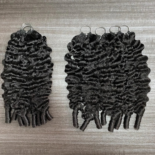 Wholesale 15A Grade 16-24 Inch Natural Color Feather Crochet Human Hair Extensions Burmese Curl Knotless Boho Style Hair