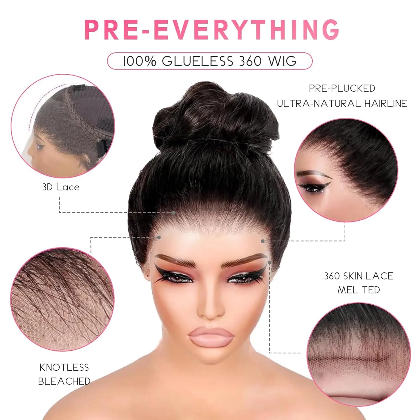 Factory Direct Hot Sale Wholesale 360 Swiss HD Full Lace Easy Install Glueless Wig invisible strap Brazilian 100%Human Virgin Hair Natural Color