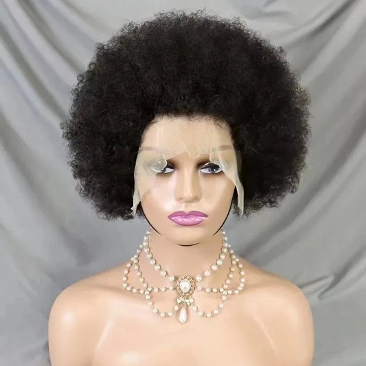 13x4 Full Frontal Afro Curly Wig Pixie Cut in Various Colors for Black Women