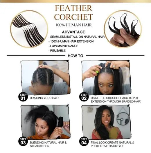 Wholesale Body Wave Deep wave 100g 2packs Pre-Separated Crochet Hair Extension Human Hair Knotless Pre-Separated Feather Crochet Braid Hair Extensions