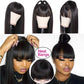 Brazilian Long Human Hair Wigs With Bangs Natural Color Straight for Black Women Human Hair 250% 4x4 closure wig Full Bangs Wigs 18inch to 34inch