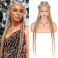 Novelties Hand Braided Synthetic Lace Front Box Braided Wigs with 360 Swiss Lace Front Double Dutch Braid Wig for Black Woman