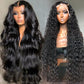 30Inch Raw Indian water body Deep Wave Wig Gluless 13*4 Full front Lace Human Hair Wig 220 Density Natural color