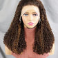300% density Highlight Color Human Hair Wigs for Black Women Pixie Curly Lace Frontal Wigs Raw Cambodian Super Double Drawn Wig