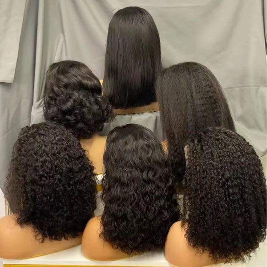 HD High Density 13x4 Frontal Lace Black Women's Glueless Pre-Plucked Long Body Wave Pixie Curly Kinky Curly Water Wave Available