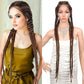 Novelties Hand Braided Synthetic Lace Front Box Braided Wigs with 360 Swiss Lace Front Double Dutch Braid Wig for Black Woman