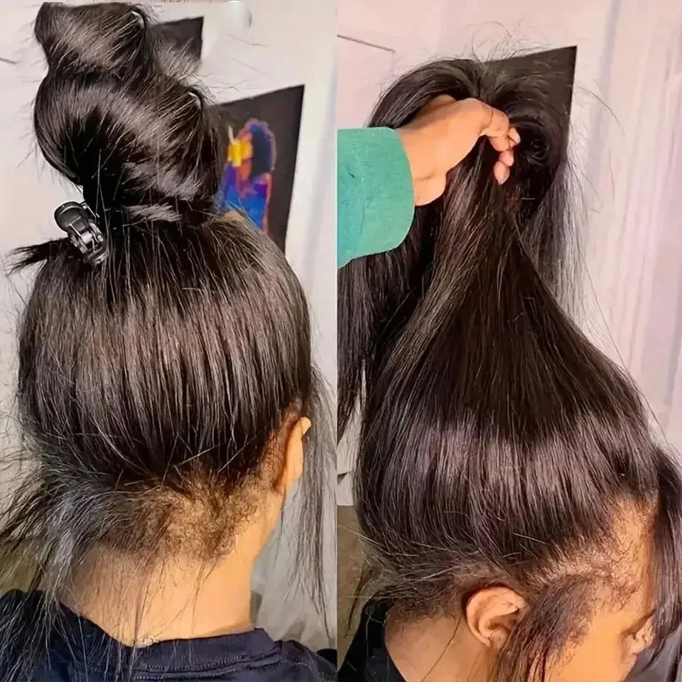 360 Pre Cut Invisible HD Lace Front Glueless Straight KKS KC Hidden Strap 14-28 Inch Raw India Human Hair Wigs with Transparent Lace