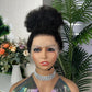 360 Ball Head Round Bun Full Lace Wig afro curly Vietnamese hair Fully Handwoven 14 16 18inch with hidden strap and Gluless wig wear&go wig