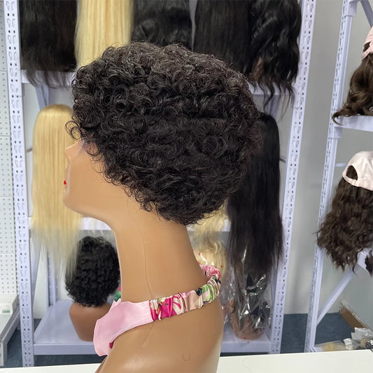 Human Hair Pixie Cut Wig Human Hair Wate Rcourt 10A Natural Black Short Human Hair Short Pixie Cut Wigs