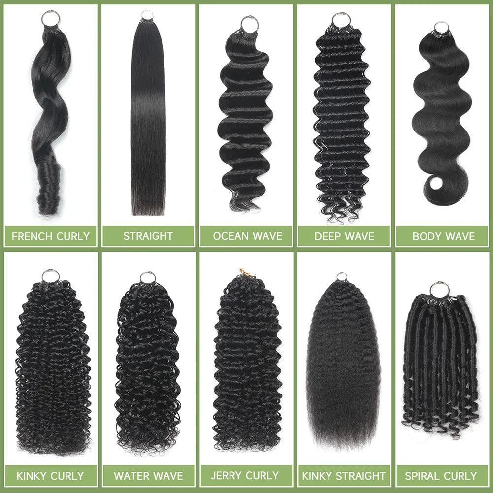 Wholesale 15A Grade 16-24 Inch Natural Color Feather Crochet Human Hair Extensions Burmese Curl Knotless Boho Style Hair