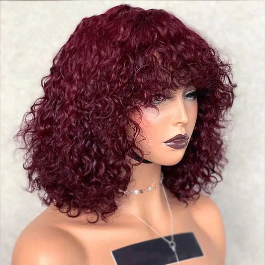 Machine Made Human Hair Wigs for Women Glueless Brazilian Hair Water Wave many colors available