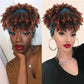 Headband Wigs with Bangs AFRO CURLY Natural Hair for Black Women Ombre Brown 100% human hair Wig