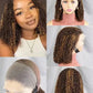 300% density Highlight Color Human Hair Wigs for Black Women Pixie Curly Lace Frontal Wigs Raw Cambodian Super Double Drawn Wig