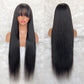 4x4 250% Cheap Double Drawn Bone Straight Glueless Wig With Fringe Raw Vietnamese Human Hair Wigs Smooth Straight Wigs With Bang